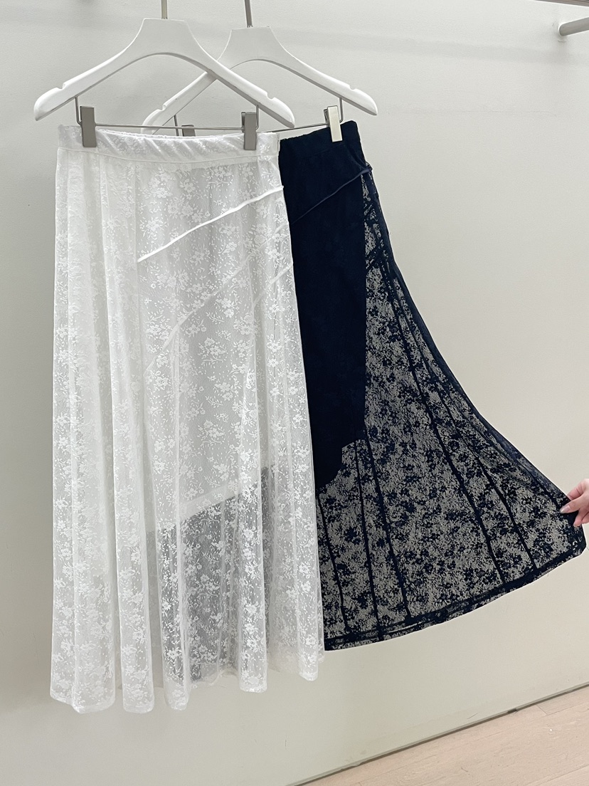 PEBBLE韓國直郵女士新款26春夏人氣時尚熱賣休閑長裙蕾絲PEBBLE長裙