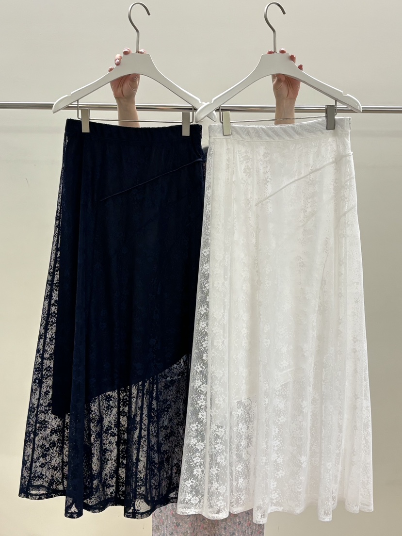 PEBBLE韓國直郵女士新款26春夏人氣時尚熱賣休閑長裙蕾絲PEBBLE長裙