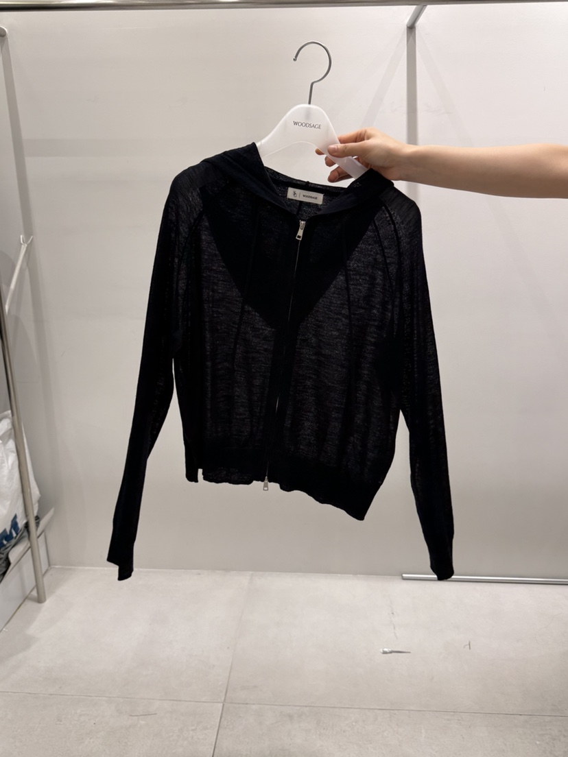 WOOD SAGE韓國代購女裝新款推薦人氣針織衫拉鏈亞麻連帽WOOD SAGE針織衫圖色2