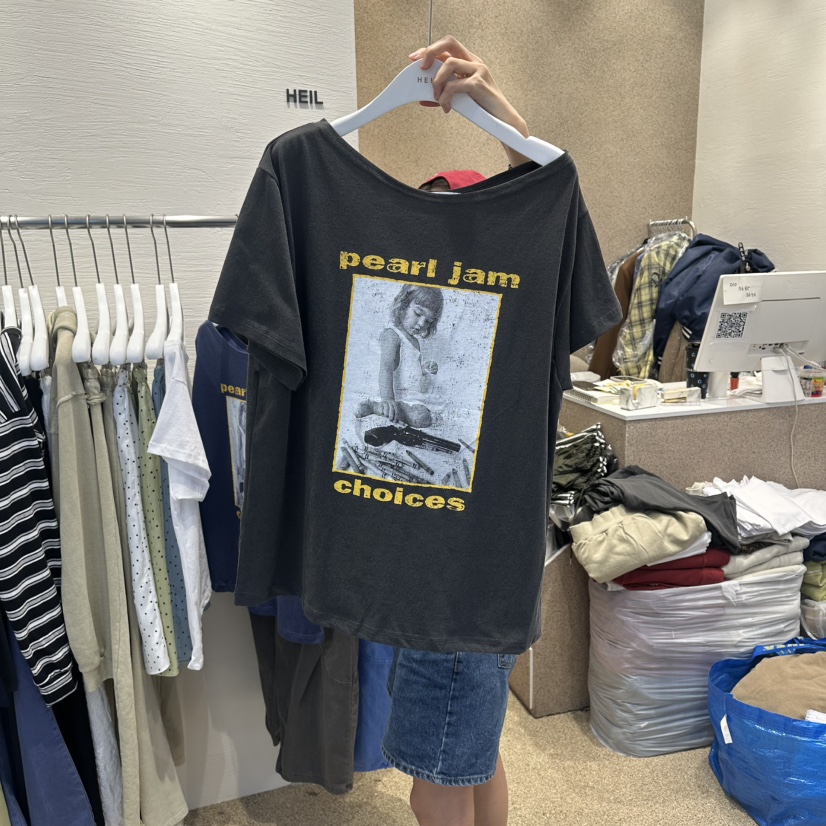 HEIL韓國代購女士新品休閑熱賣推薦人氣時尚26夏季26春夏T恤HEILT恤圖色2