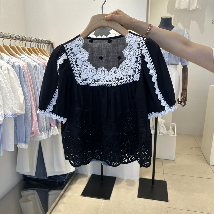 2nd B-S韓國代購女裝新款26春夏職業時尚襯衫蕾絲衫刺繡2nd B-S襯衫/蕾絲衫圖色2