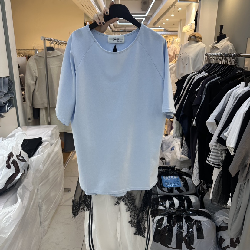 空韓國東大門代購女裝新款時尚26春夏熱賣職業26夏季休閑T恤BAKHAT恤圖色2