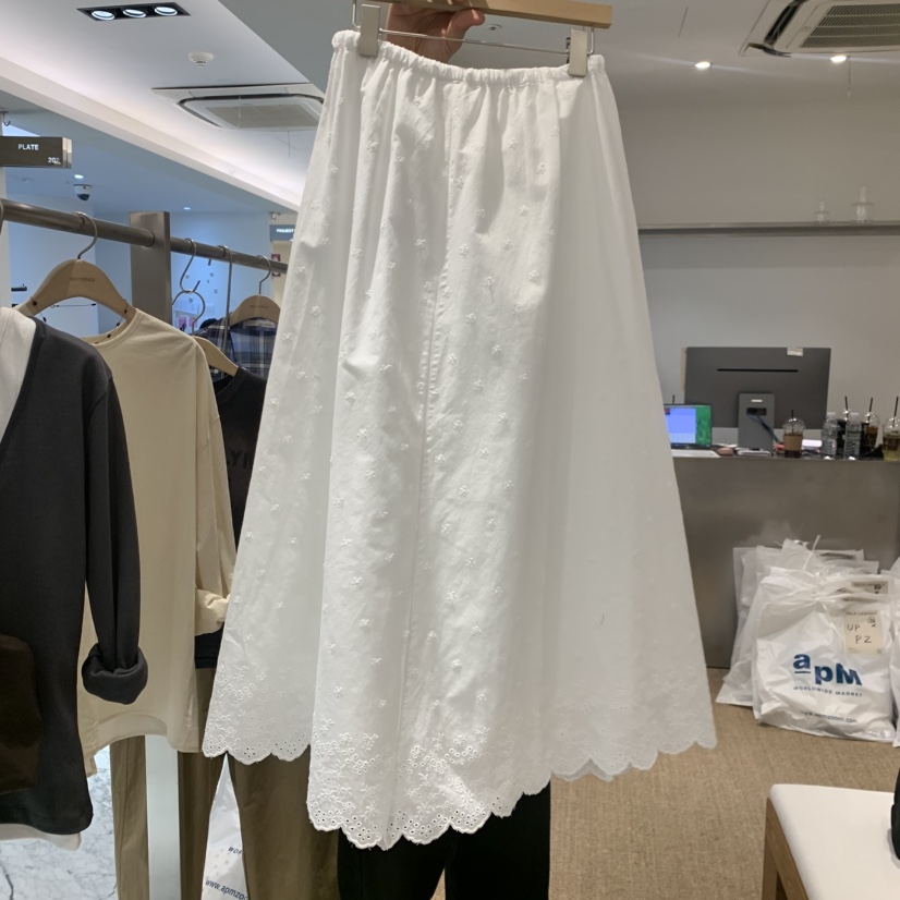 SELF SERVICE韓國直郵實拍女裝新品26春夏職業休閑長裙刺繡SELF SERVICE長裙