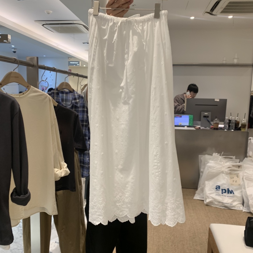 SELF SERVICE韓國直郵實拍女裝新品26春夏職業休閑長裙刺繡SELF SERVICE長裙圖色1