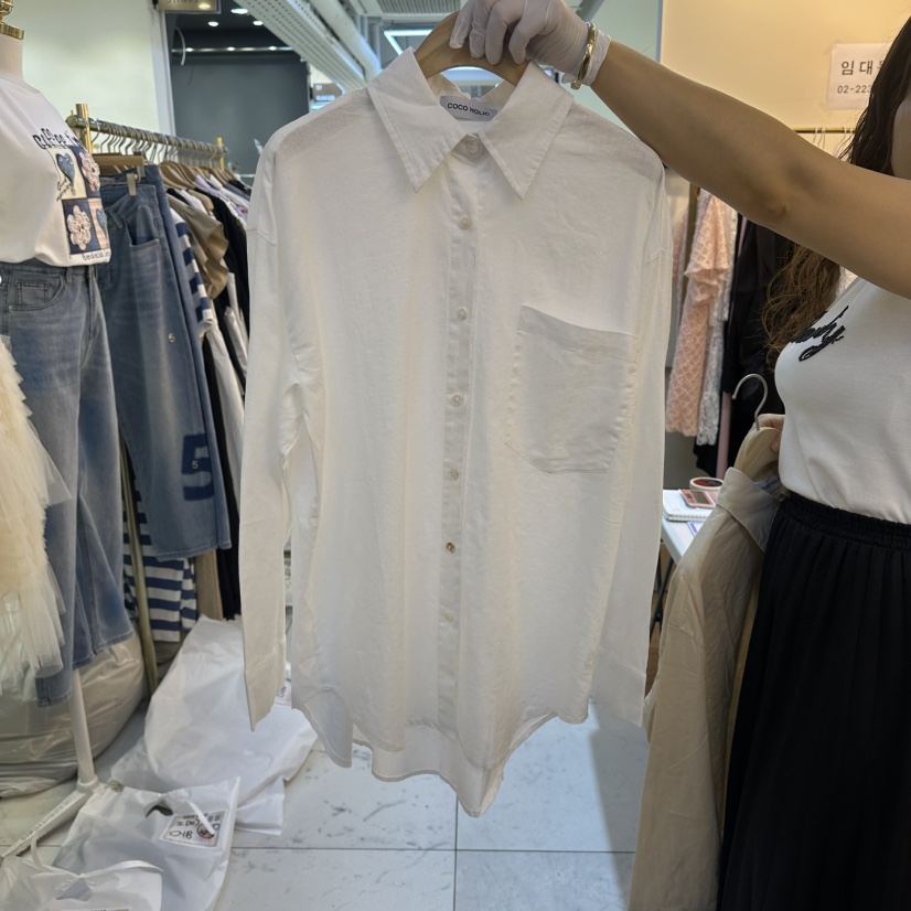 COCO HOLIC韓國直郵實拍女裝新品休閑襯衫蕾絲衫亞麻長款COCO HOLIC襯衫/蕾絲衫圖色2