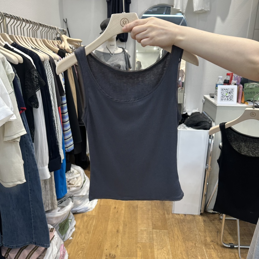 THE MOST-Q韓國代購女士新品人氣時尚26春夏熱賣吊帶背心THE MOST吊帶/背心圖色3墨色