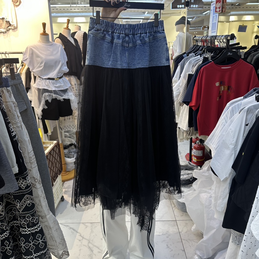 空東大門實拍韓國女裝新款時尚休閑人氣職業推薦長裙蕾絲BAKHA長裙