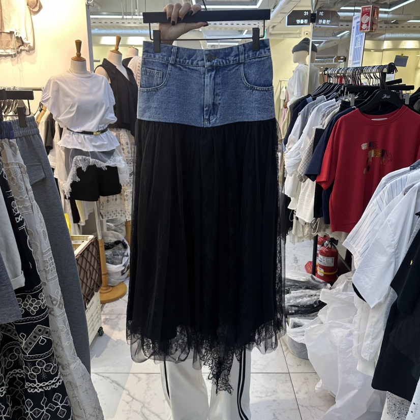 空東大門實拍韓國女裝新款時尚休閑人氣職業推薦長裙蕾絲BAKHA長裙圖色1