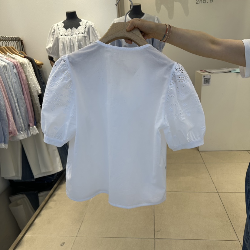 2nd B-S韓國直郵女裝新款26春夏人氣推薦襯衫蕾絲衫刺繡2nd B-S襯衫/蕾絲衫