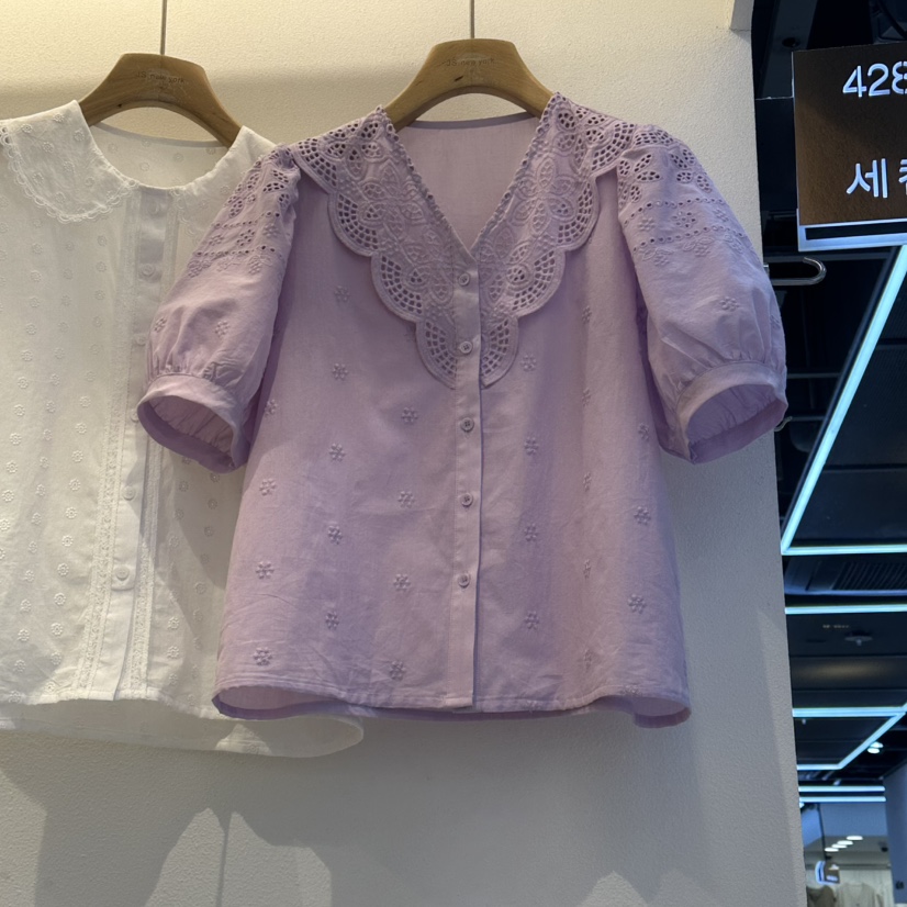 2nd B-S韓國直郵女裝新款26春夏人氣推薦襯衫蕾絲衫刺繡2nd B-S襯衫/蕾絲衫圖色1