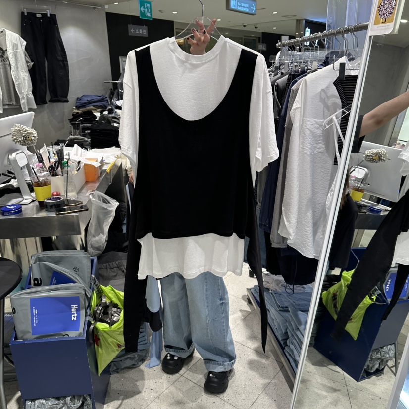 HERTZ-P韓國直郵實拍女裝新款時尚26夏季職業人氣T恤撞色HERTZ-PT恤圖色2