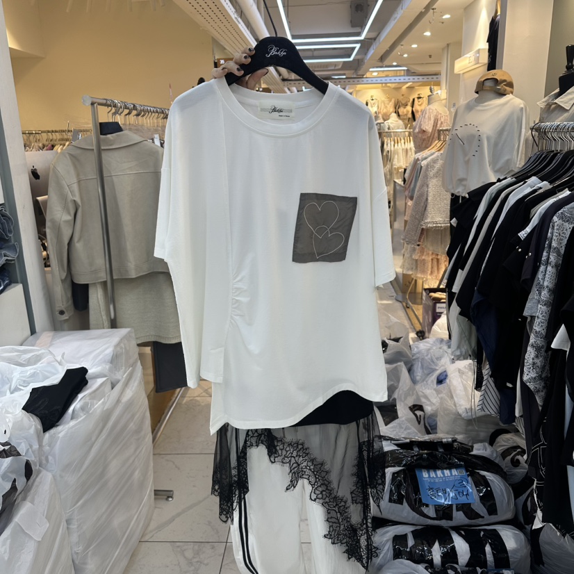 空韓國代購女裝新品休閑推薦26春夏熱賣時尚26夏季T恤口袋BAKHAT恤圖色1