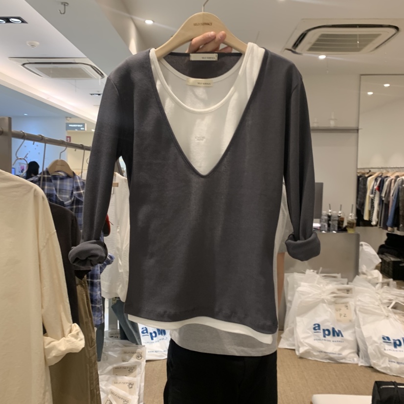 SELF SERVICE韓國直郵實拍女裝新款26夏季長袖T恤不含內搭SELF SERVICE長袖T恤圖色2