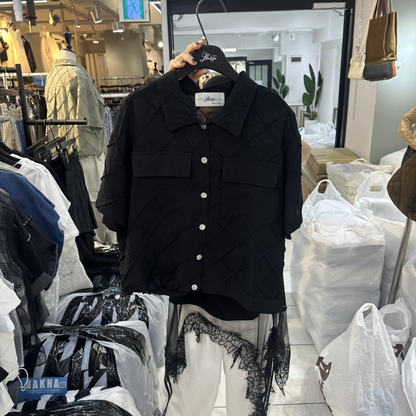 空韓國東大門直郵女裝新品推薦休閑熱賣時尚人氣襯衫蕾絲衫BAKHA襯衫/蕾絲衫圖色2