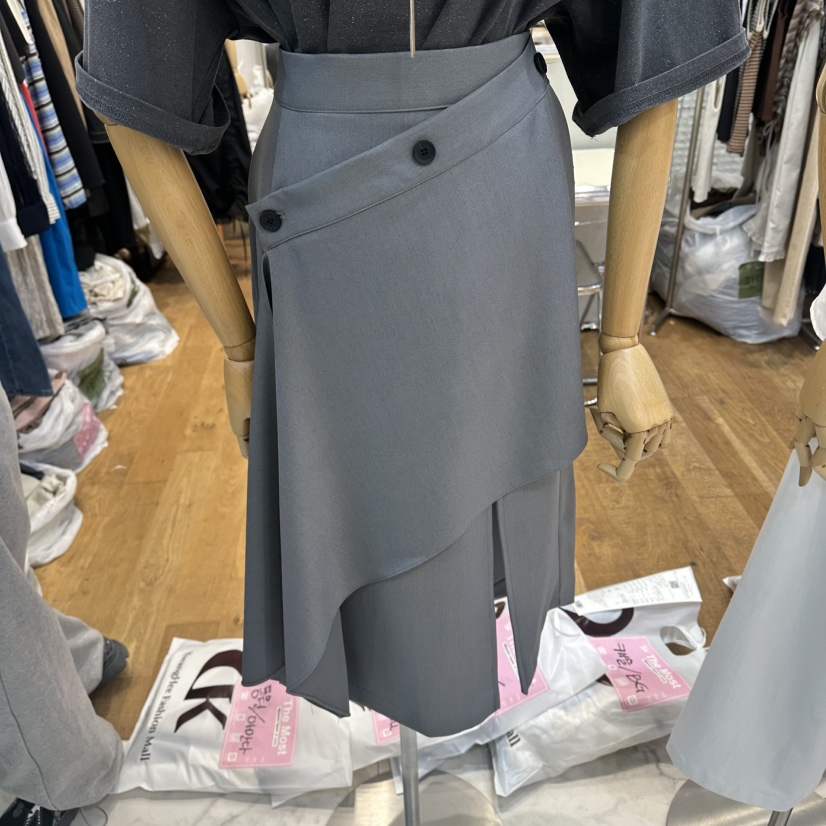 THE MOST-Q東大門實拍韓國女裝新品人氣推薦長裙不對稱THE MOST長裙圖色1