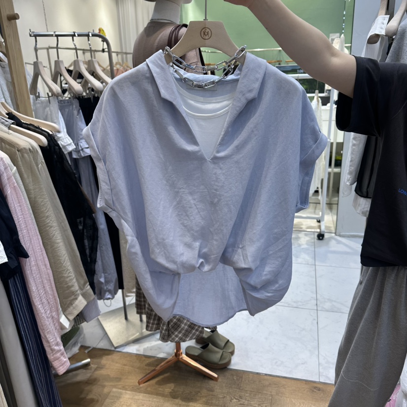 THE MOST-Q韓國直郵實拍女士新款熱賣休閑襯衫蕾絲衫雙層THE MOST襯衫/蕾絲衫圖色1