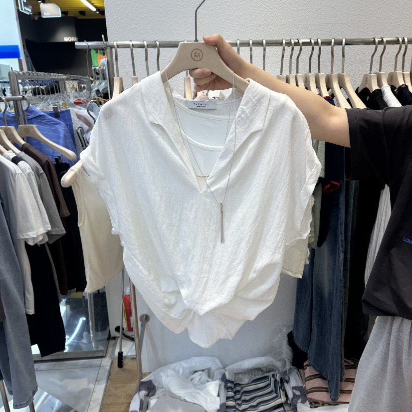 THE MOST-Q韓國直郵實拍女士新款熱賣休閑襯衫蕾絲衫雙層THE MOST襯衫/蕾絲衫圖色2