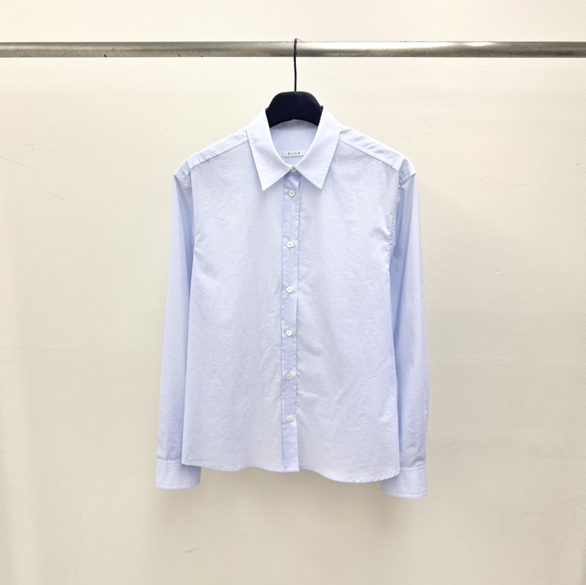 RIVER韓國直郵女士新款熱賣人氣時尚推薦職業休閑襯衫蕾絲衫WATER/RIVER襯衫/蕾絲衫圖色2藍色