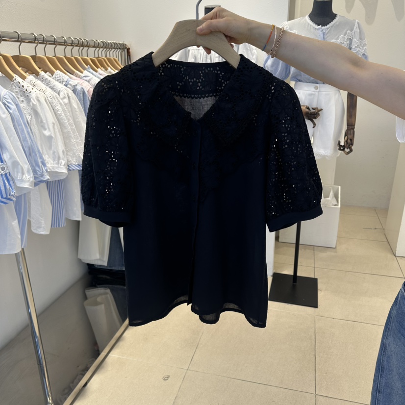 2nd B-S東大門實拍韓國女士新品時尚職業襯衫蕾絲衫刺繡2nd B-S襯衫/蕾絲衫圖色2