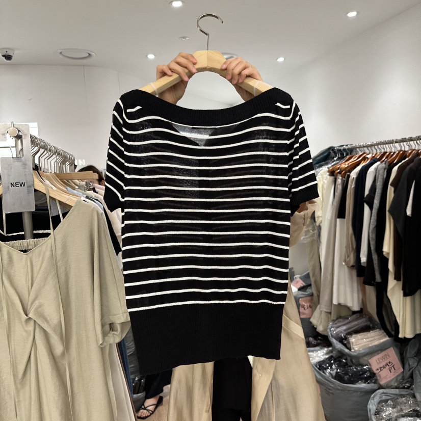 LEWIN東大門實拍韓國女裝新品熱賣休閑時尚針織衫船領開衫LEWIN針織衫