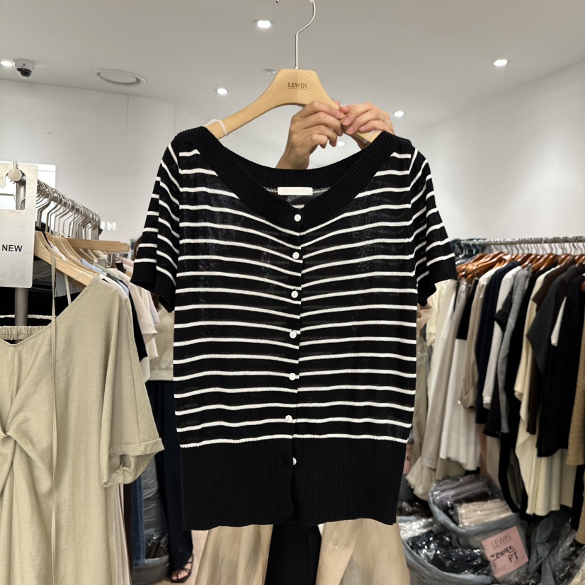 LEWIN東大門實拍韓國女裝新品熱賣休閑時尚針織衫船領開衫LEWIN針織衫圖色2