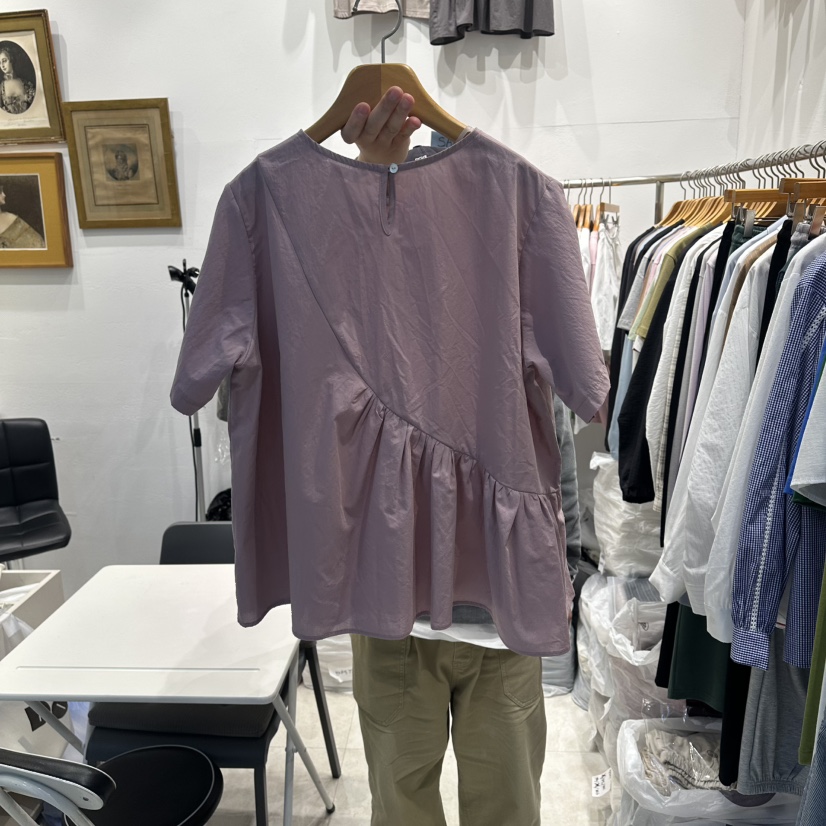 MODS-Q韓國直郵女士新品時尚26夏季休閑熱賣襯衫蕾絲衫褶皺MODS-Q襯衫/蕾絲衫