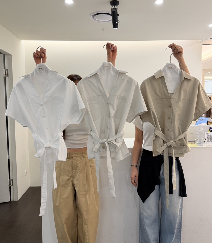 YOUR-P東大門實拍韓國女裝新品休閑時尚襯衫蕾絲衫含腰帶YOUR-P襯衫/蕾絲衫