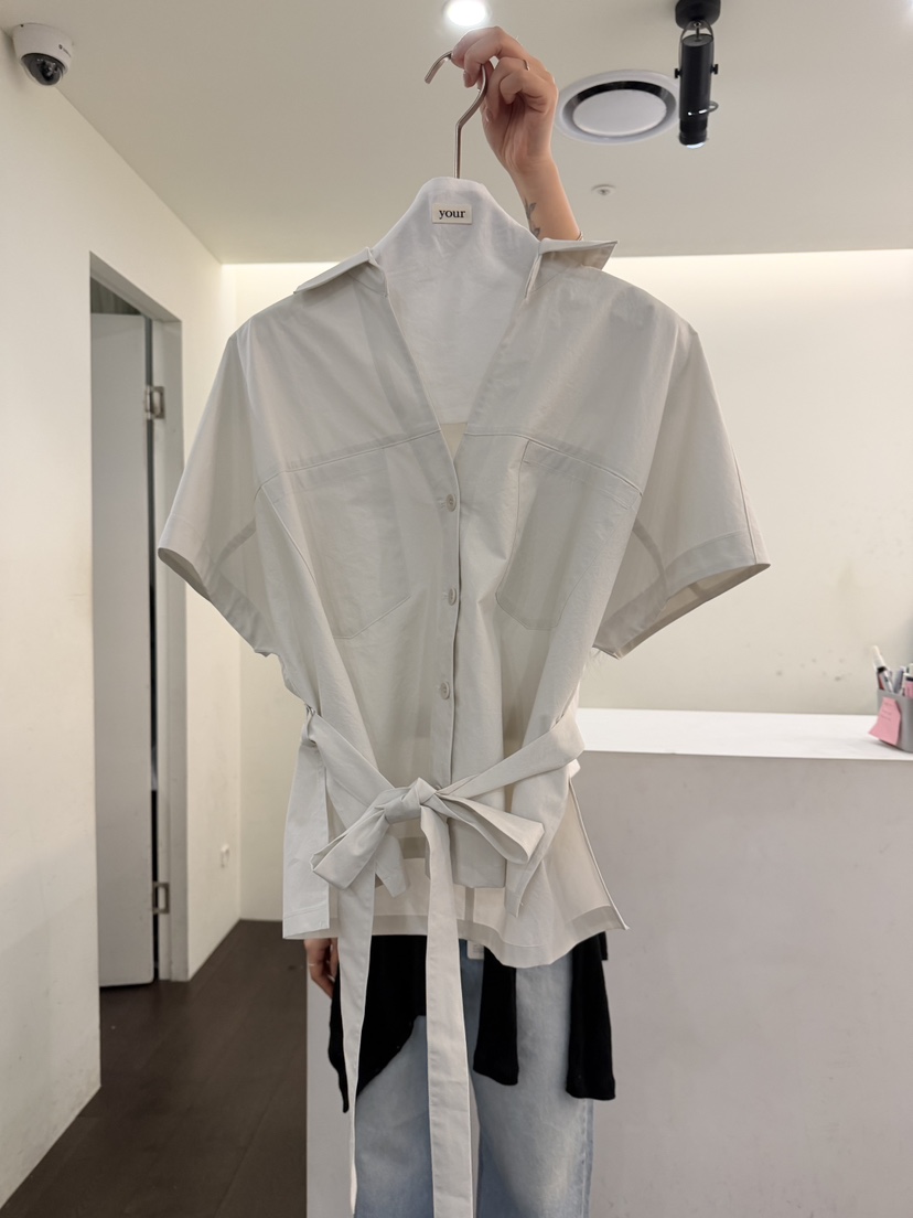 YOUR-P東大門實拍韓國女裝新品休閑時尚襯衫蕾絲衫含腰帶YOUR-P襯衫/蕾絲衫圖色2