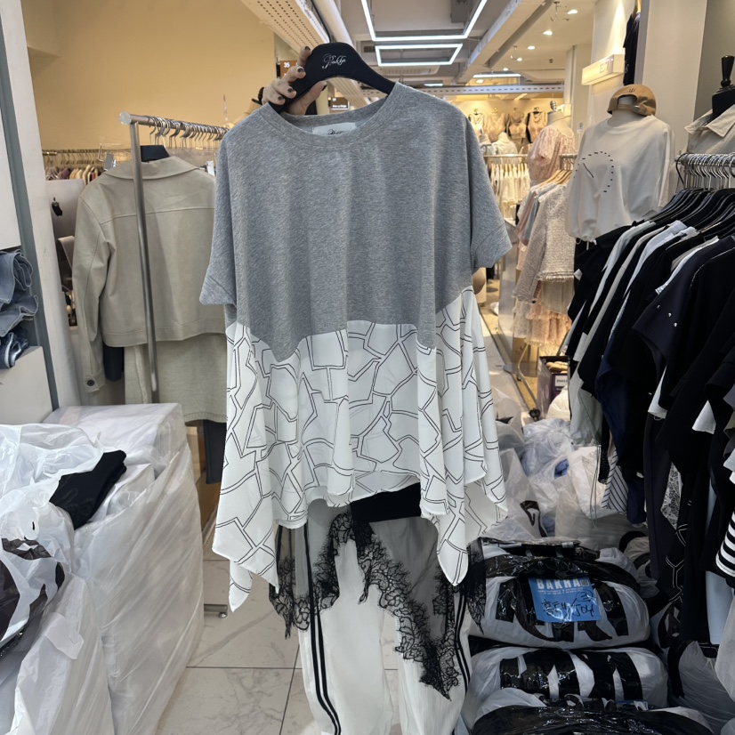 空韓國直郵實拍女士新品休閑26夏季26春夏時尚人氣職業T恤BAKHAT恤圖色1