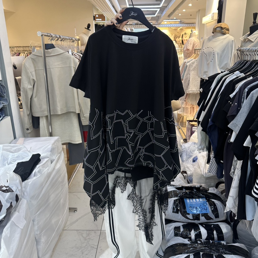 空韓國直郵實拍女士新品休閑26夏季26春夏時尚人氣職業T恤BAKHAT恤圖色2