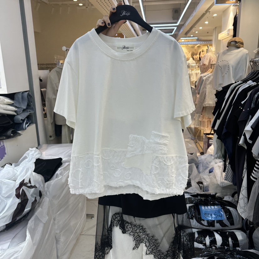 空韓國直郵實拍女士新品職業26夏季休閑人氣26春夏T恤口袋BAKHAT恤圖色1