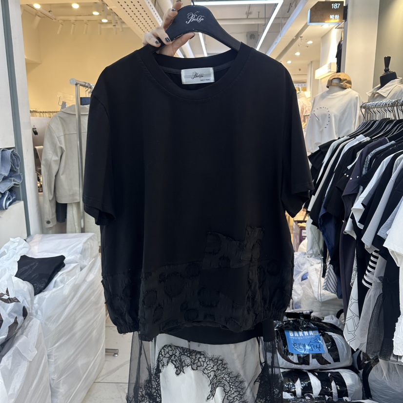 空韓國直郵實拍女士新品職業26夏季休閑人氣26春夏T恤口袋BAKHAT恤圖色2