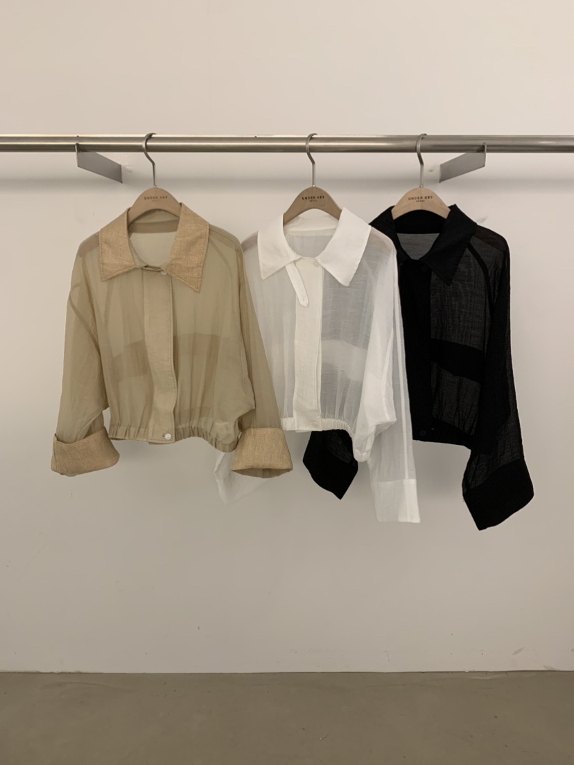 UNDER KEY東大門實拍韓國女裝新款時尚26春夏夾克撞色亞麻UNDER KEY夾克