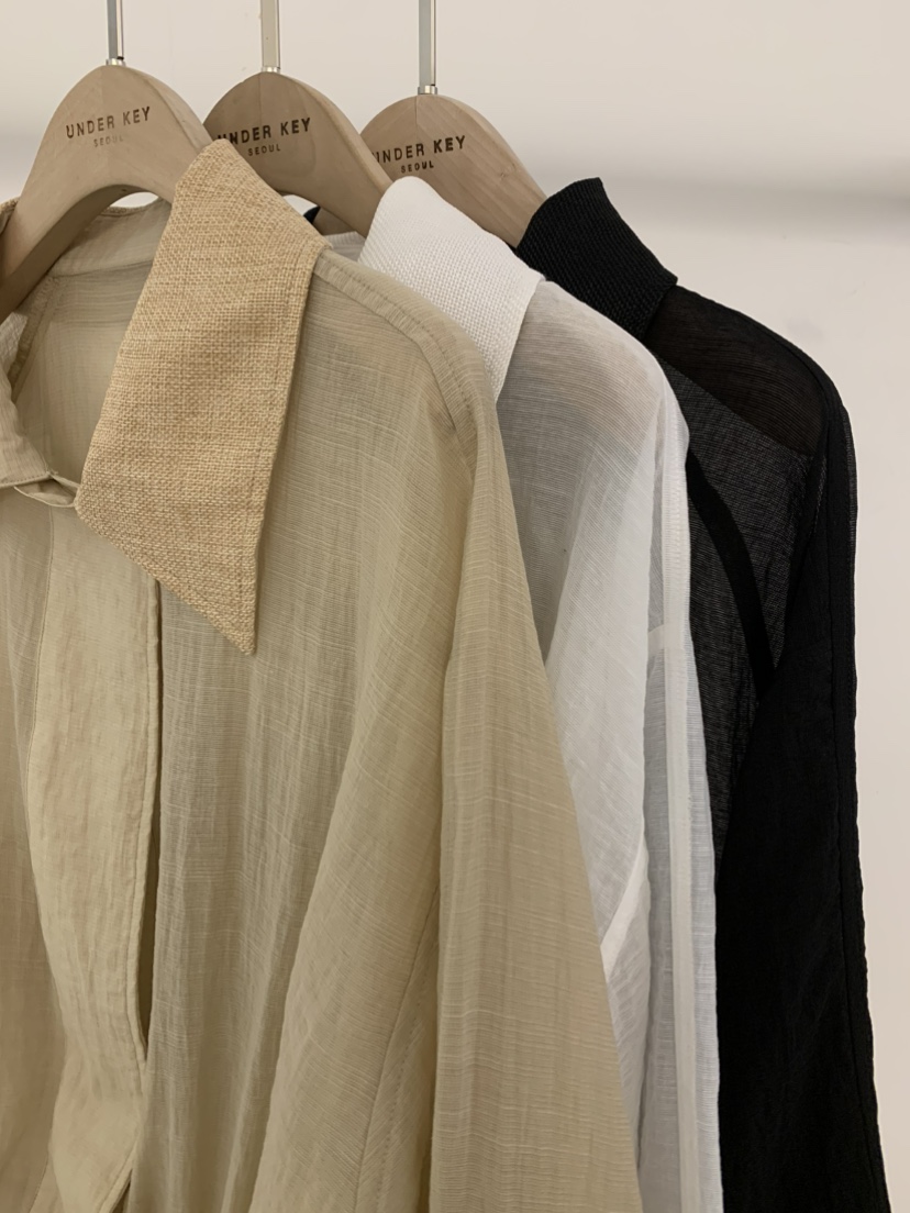 UNDER KEY東大門實拍韓國女裝新款時尚26春夏夾克撞色亞麻UNDER KEY夾克