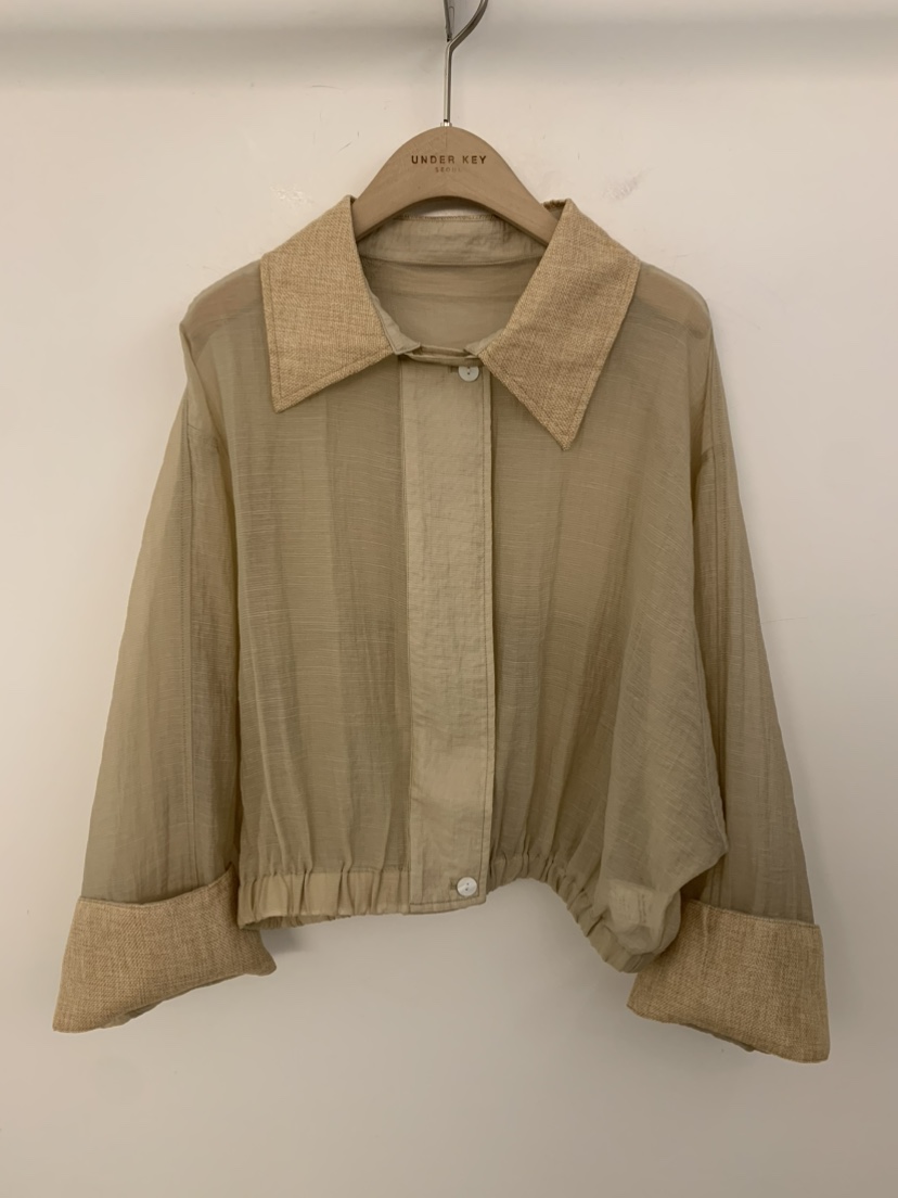 UNDER KEY東大門實拍韓國女裝新款時尚26春夏夾克撞色亞麻UNDER KEY夾克圖色1