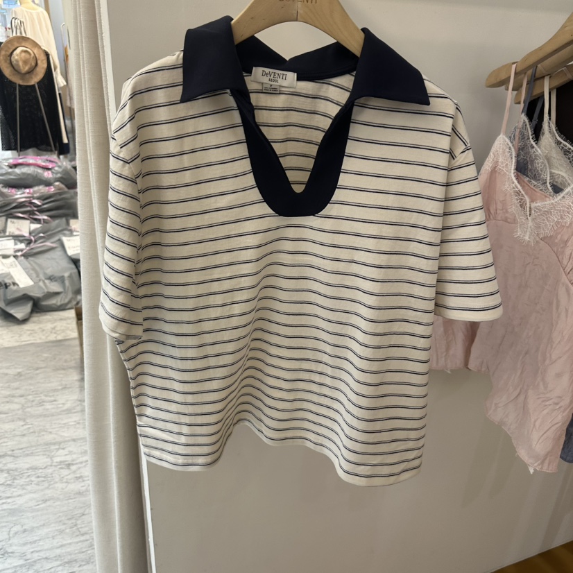 DE VENTI韓國直郵女裝新品推薦熱賣26夏季人氣時尚職業T恤DE VENTIT恤圖色3深藍色