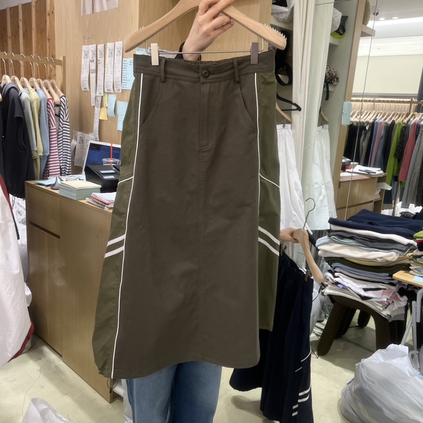 EUM韓國代購女裝新品休閑26夏季職業時尚半身裙中短裙撞色EUM半身裙/中短裙圖色2