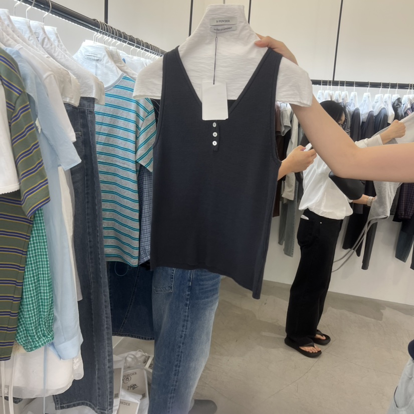 BAKING POWDER韓國東大門代購女裝新品休閑吊帶背心紐扣BAKING POWDER吊帶/背心圖色2