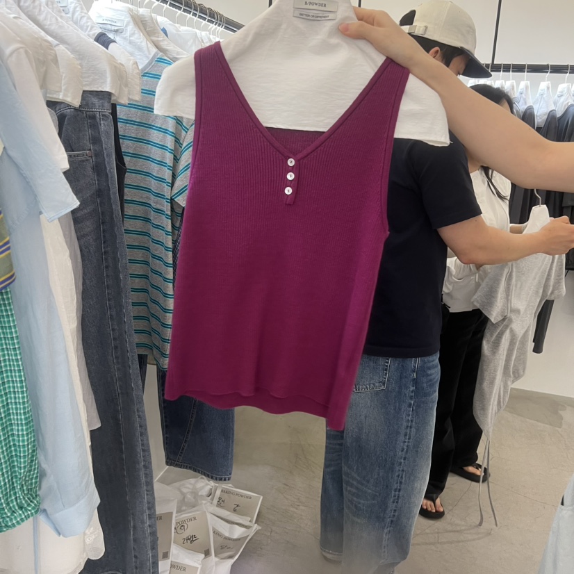 BAKING POWDER韓國東大門代購女裝新品休閑吊帶背心紐扣BAKING POWDER吊帶/背心圖色3