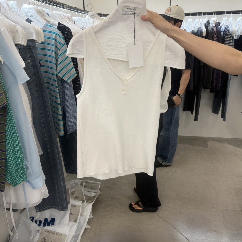 BAKING POWDER韓國東大門代購女裝新品休閑吊帶背心紐扣BAKING POWDER吊帶/背心圖色4