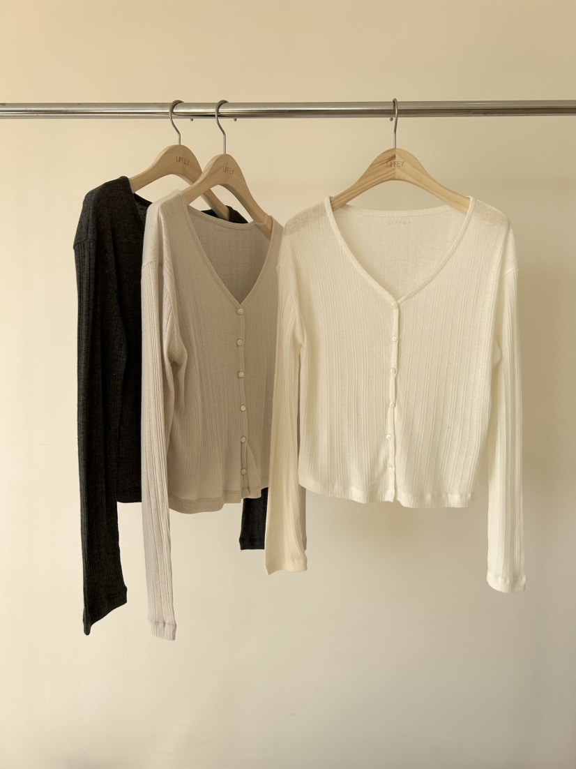 LIFFEY韓國直郵實拍女裝新品職業熱賣人氣長袖T恤棉質開衫LIFFEY長袖T恤圖色1左一色