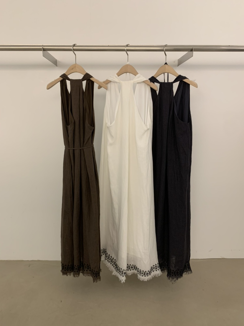 UNDER KEY韓國東大門代購女裝新品職業連衣裙亞麻布含繩UNDER KEY連衣裙