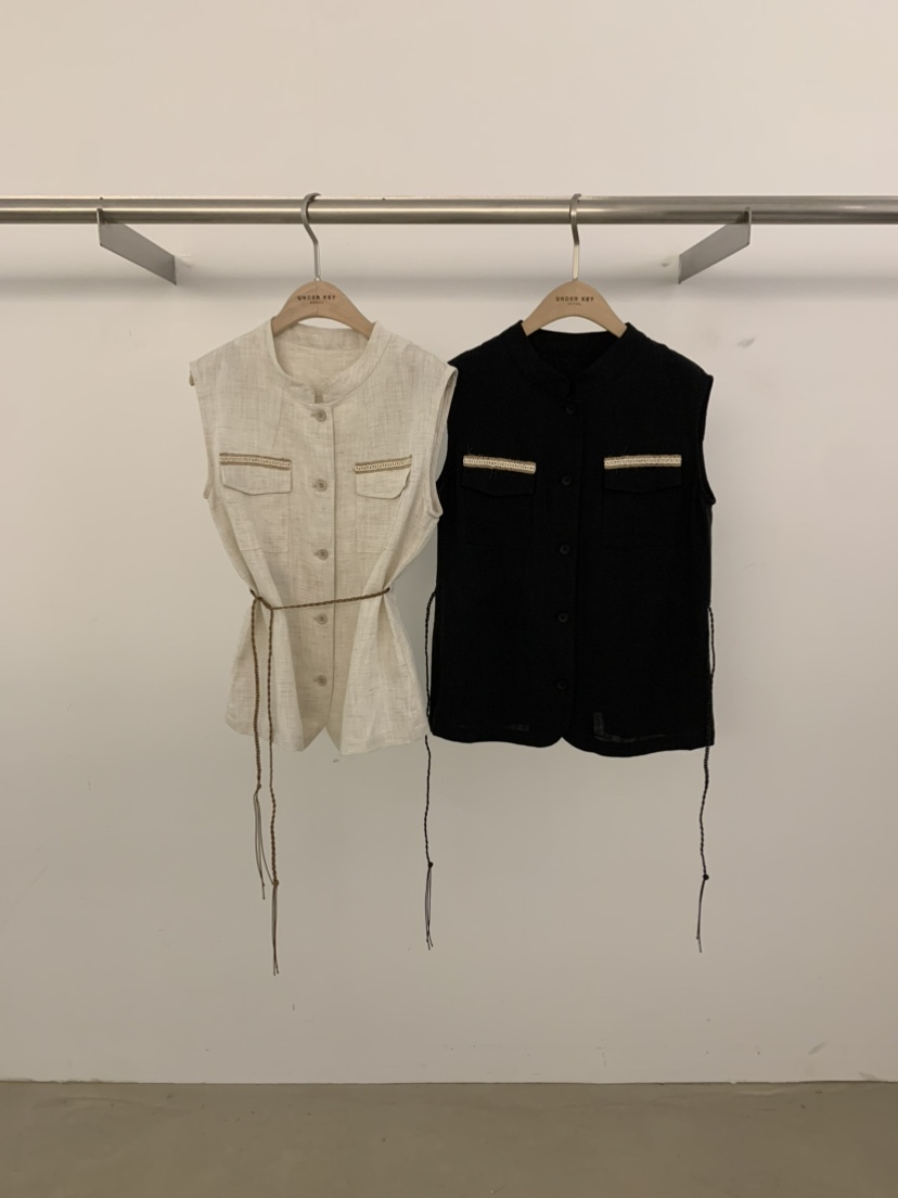 UNDER KEY韓國直郵實拍女裝新款時尚26夏季休閑馬甲含腰繩UNDER KEY馬甲