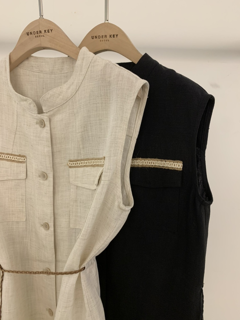 UNDER KEY韓國直郵實拍女裝新款時尚26夏季休閑馬甲含腰繩UNDER KEY馬甲