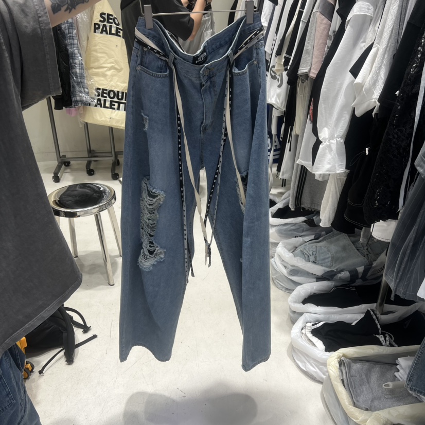 PALETTE-Q韓國東大門直郵女士新款職業時尚牛仔褲包含腰帶PALETTE-Q牛仔褲圖色1