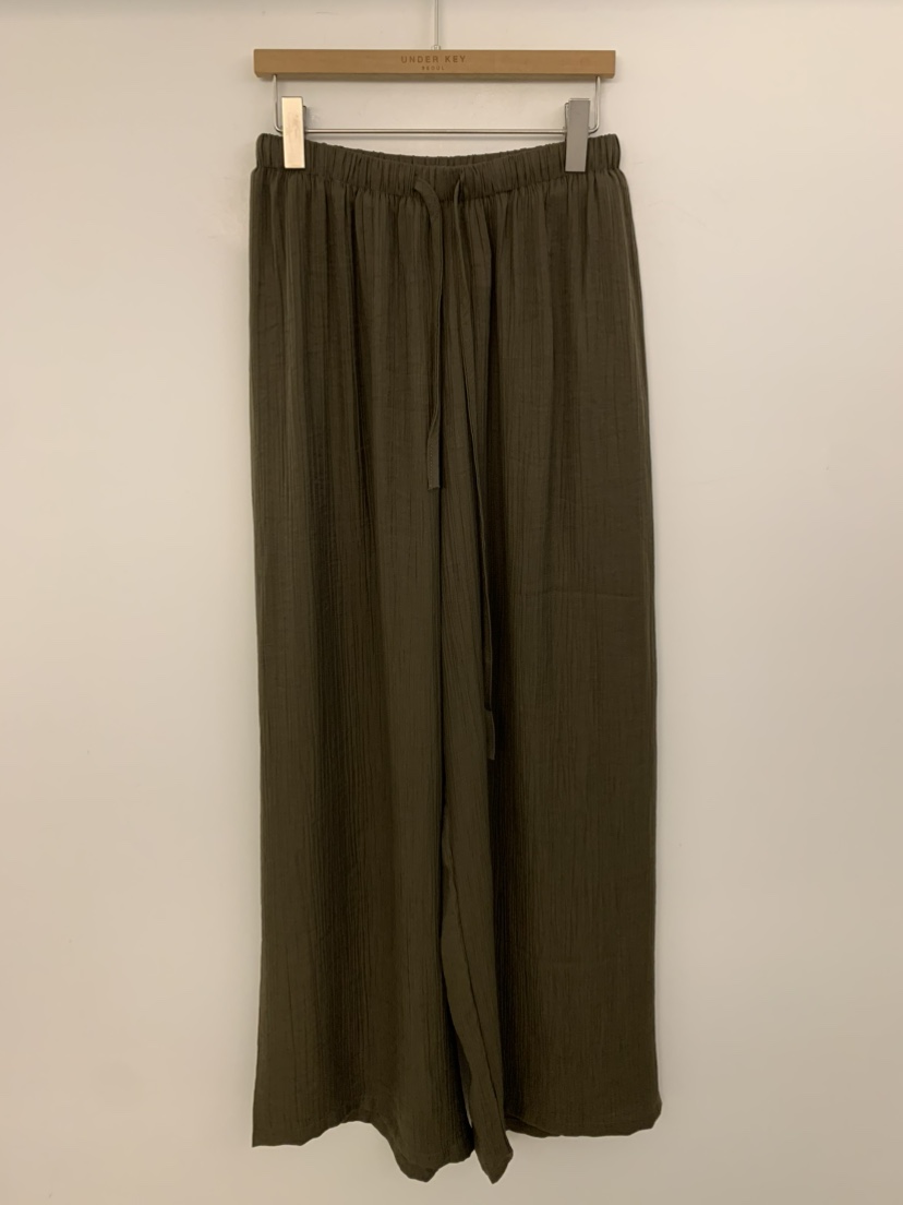 UNDER KEY韓國代購女裝新款休閑職業26春夏休閑褲天絲絲帶UNDER KEY休閑褲圖色3墨綠
