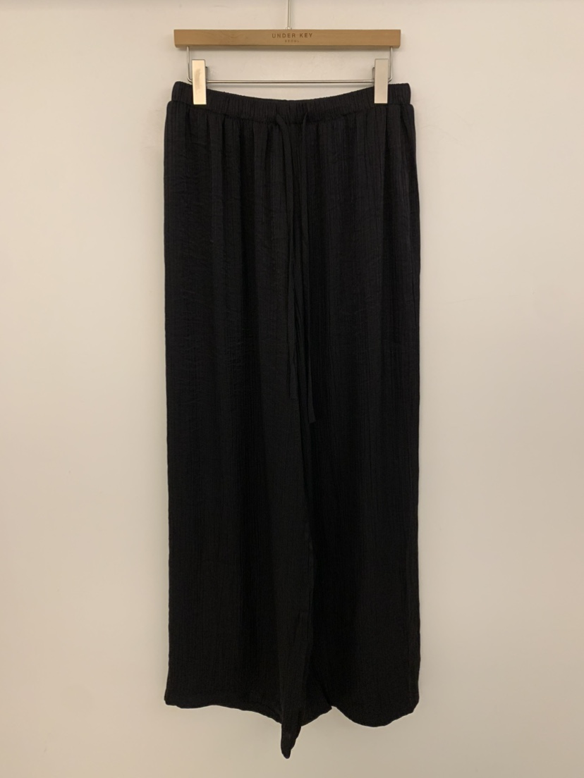 UNDER KEY韓國代購女裝新款休閑職業26春夏休閑褲天絲絲帶UNDER KEY休閑褲圖色4黑色