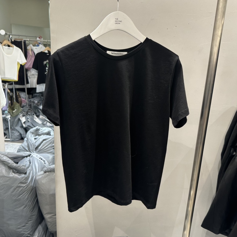 THE SECOND GROW/QUEENSRABBIT東大門直郵女士新品人氣T恤絲綢THE SECOND GROW/QUEENSRABBITT恤圖色5黑色