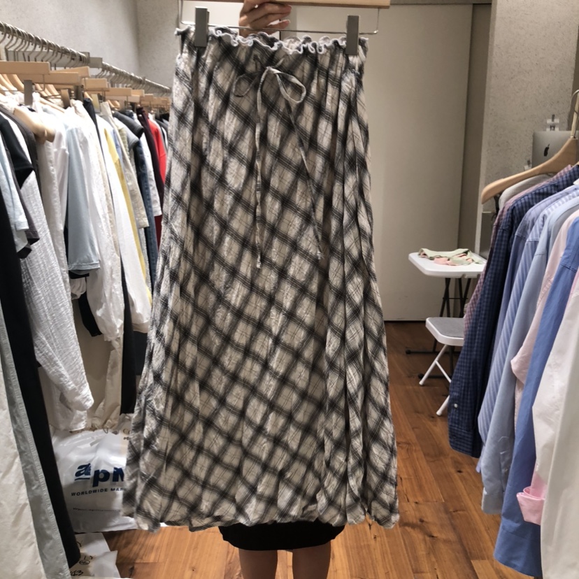 COMELY東大門實拍女士新品休閑26春夏推薦人氣長裙格子褶皺COMELY長裙圖色1