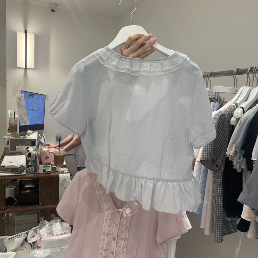 VENIR-a韓國代購女裝新款時尚職業熱賣真品26春夏襯衫蕾絲衫VENIR-a襯衫/蕾絲衫